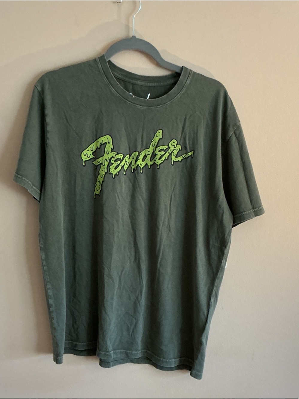 Lucky Brand Olive Green Short Sleeve Tee with Lime Graphic